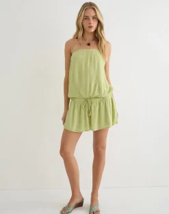 Moka Mini Dress in Crinkle Pistachio