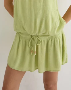 Moka Mini Dress in Crinkle Pistachio