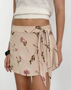 Mokono Mini Skirt in Bloom Leafy Taupe