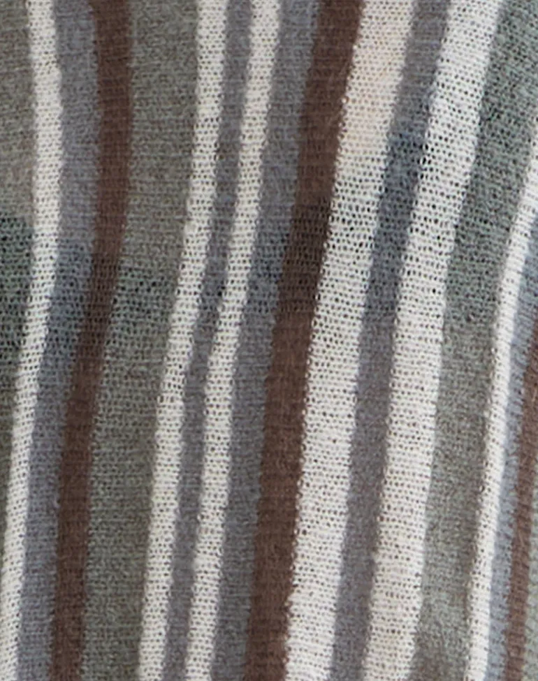 Monara Off Shoulder Knit Top in Big Stripe Grey