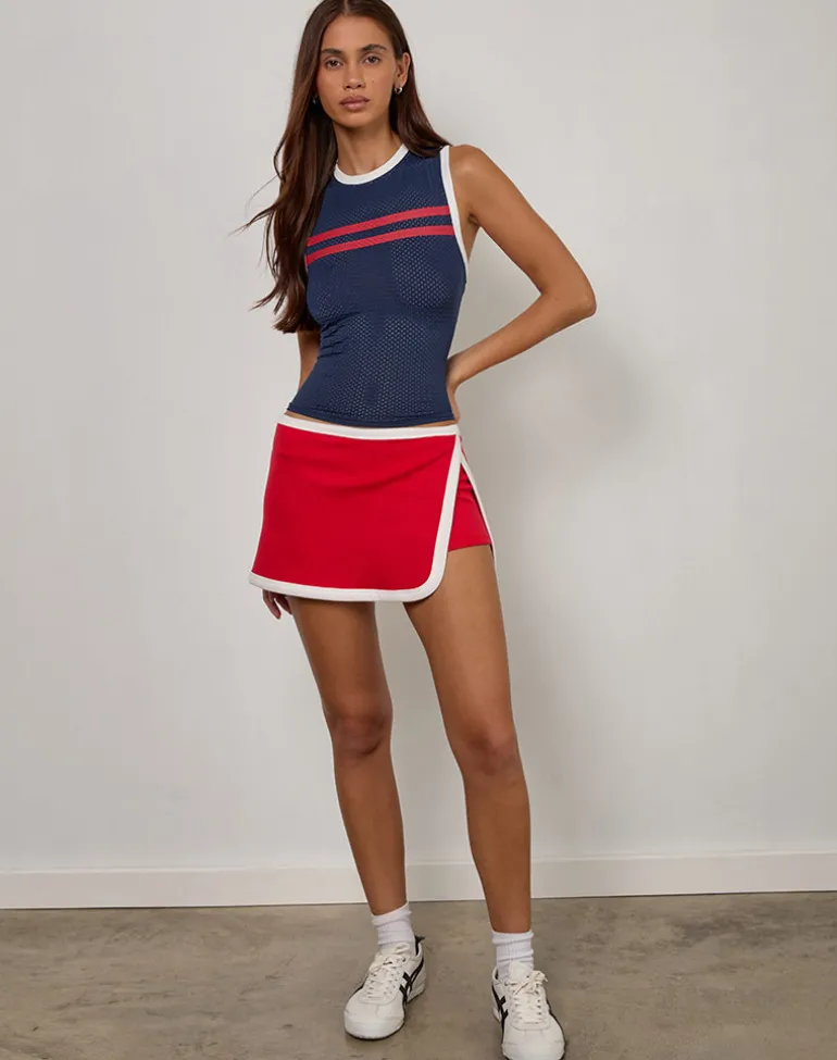 Monlo Top in Airtex Navy with Red Stripe