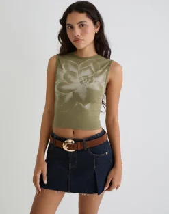 Monlo Top in Jersey Mono Floral Lime
