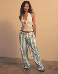 Morino Trouser in Sage Stripe