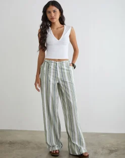 Morino Trouser in Sage Stripe