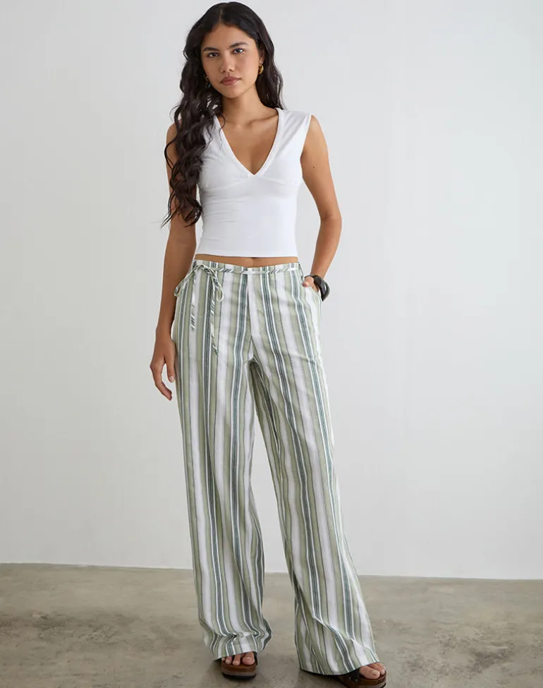 Morino Trouser in Sage Stripe