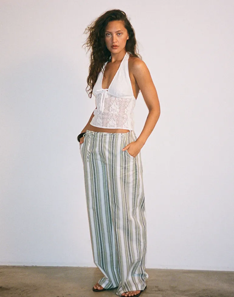 Morino Trouser in Sage Stripe