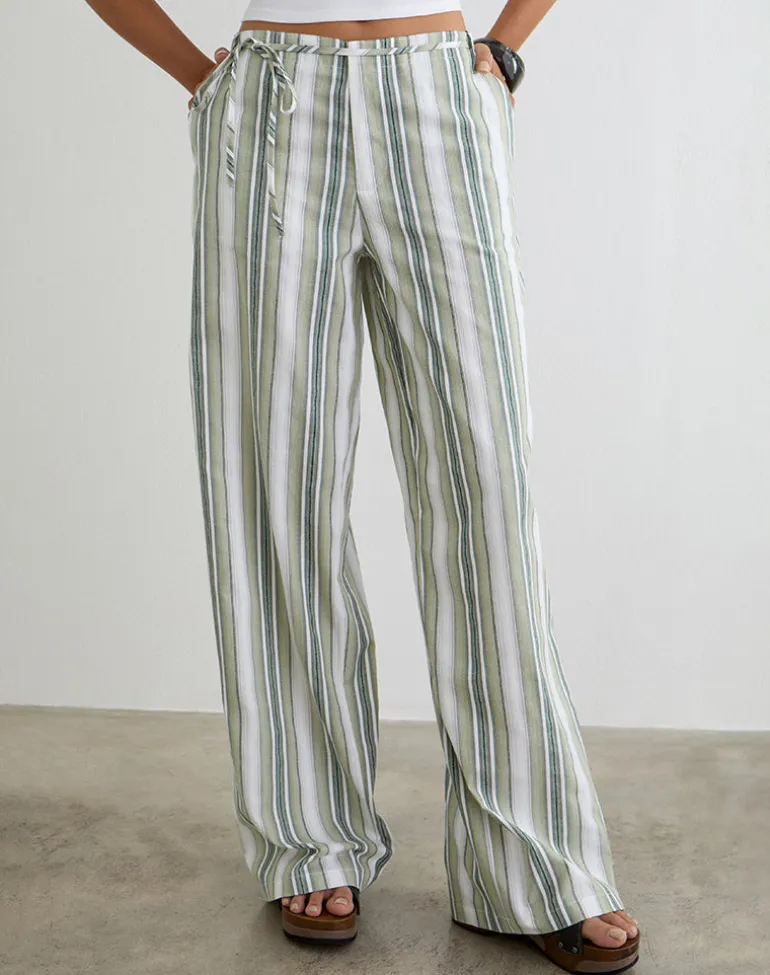 Morino Trouser in Sage Stripe