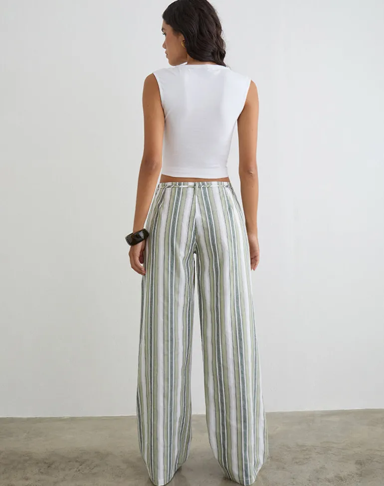 Morino Trouser in Sage Stripe