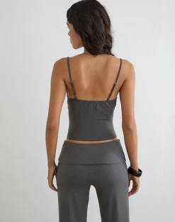 Morty Top in Spiral Charcoal Grey