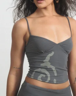 Morty Top in Spiral Charcoal Grey