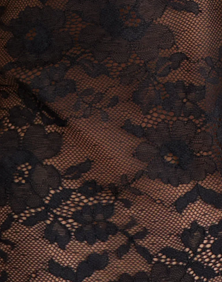 Moselle Drop Waist Midi Dress in Lace Black