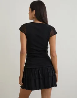 Mowgli Cap Sleeve Mini Dress in Black