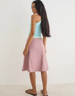 Muhita Midi Skirt in Linen Dusty Rose