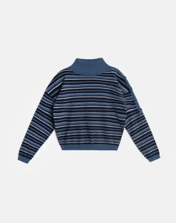 Muniar Jumper in Knit Stripe Blue Grey