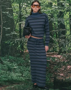 Muniar Jumper in Knit Stripe Blue Grey