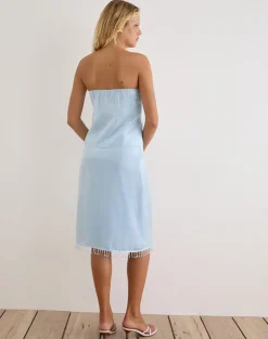 Muriela Midi Skirt in Satin Organza Light Blue