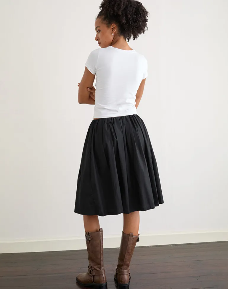 Murphy Knee Length Skirt in Black
