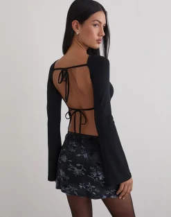 Muzan Long Sleeve Top in Jersey Black