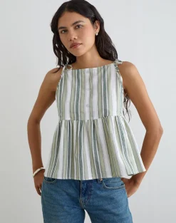 Myles Top in Sage Stripe