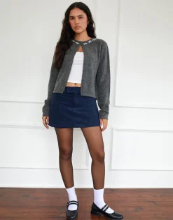 Nadya Mini Skirt in Babycord Ink Blue