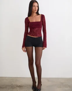 Nafre Top in Flock Compact Paisley Wine