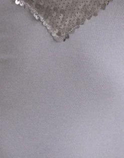 Nahia Top with Sequin Trim in Cupro Lilac Grey
