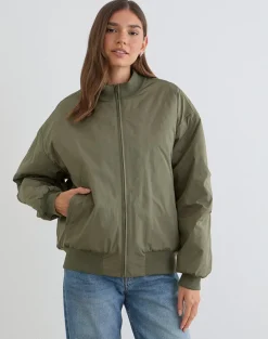 Najora Puffy Bomber Jacket in Dark Sage