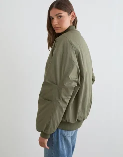 Najora Puffy Bomber Jacket in Dark Sage