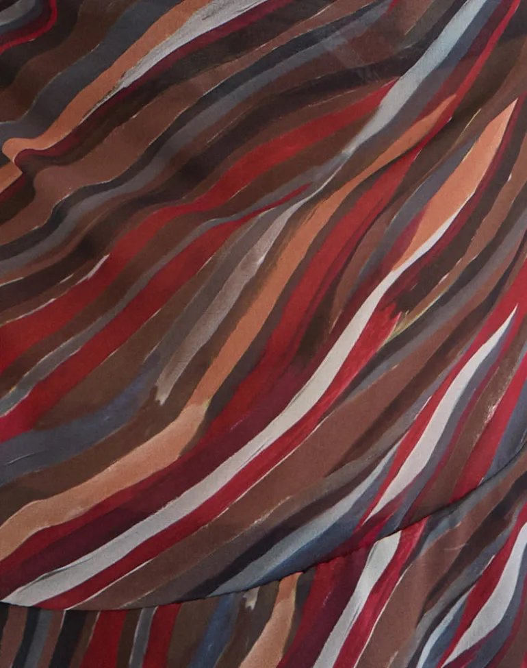 Nakiya Cowl Top in Chiffon 70's Shadow Stripe