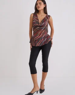 Nakiya Cowl Top in Chiffon 70's Shadow Stripe