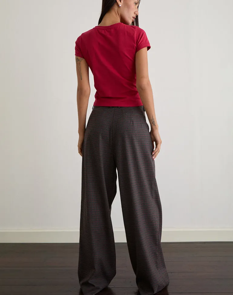 Nala Trouser in Heavy Woven Check Blue and Red