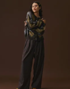 Nala Trouser in Heavy Woven Check Blue and Red