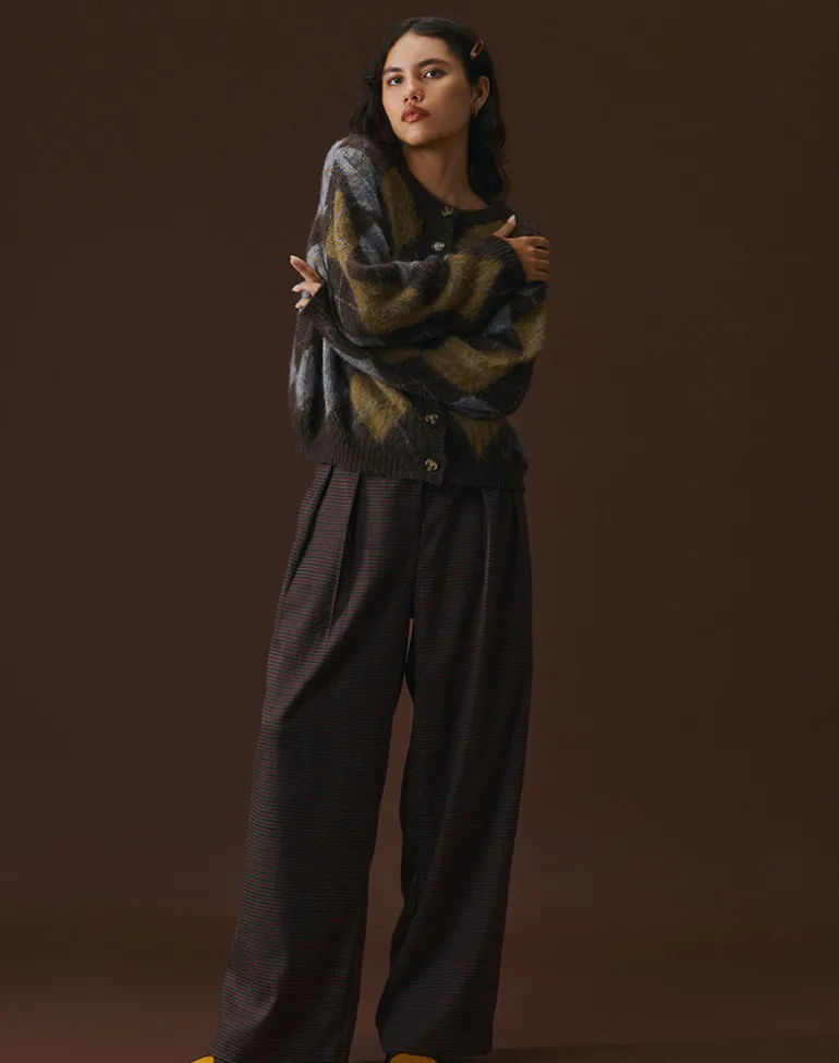 Nala Trouser in Heavy Woven Check Blue and Red