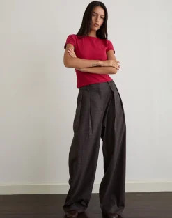 Nala Trouser in Heavy Woven Check Blue and Red