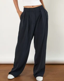 Nala Wide Leg Pleated Trouser in Tailoring Navy