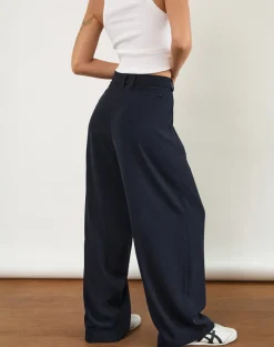 Nala Wide Leg Pleated Trouser in Tailoring Navy