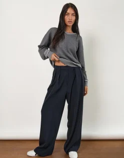 Nala Wide Leg Pleated Trouser in Tailoring Navy