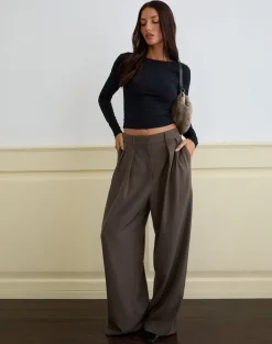 Nala Wide Pleat Trouser in Tailoring Truffle