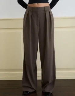 Nala Wide Pleat Trouser in Tailoring Truffle