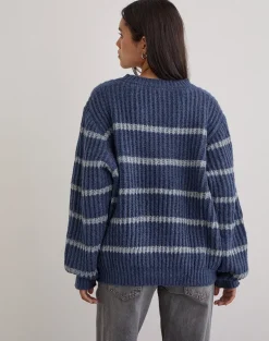 Namirta Jumper in Blue with Grey Stripe