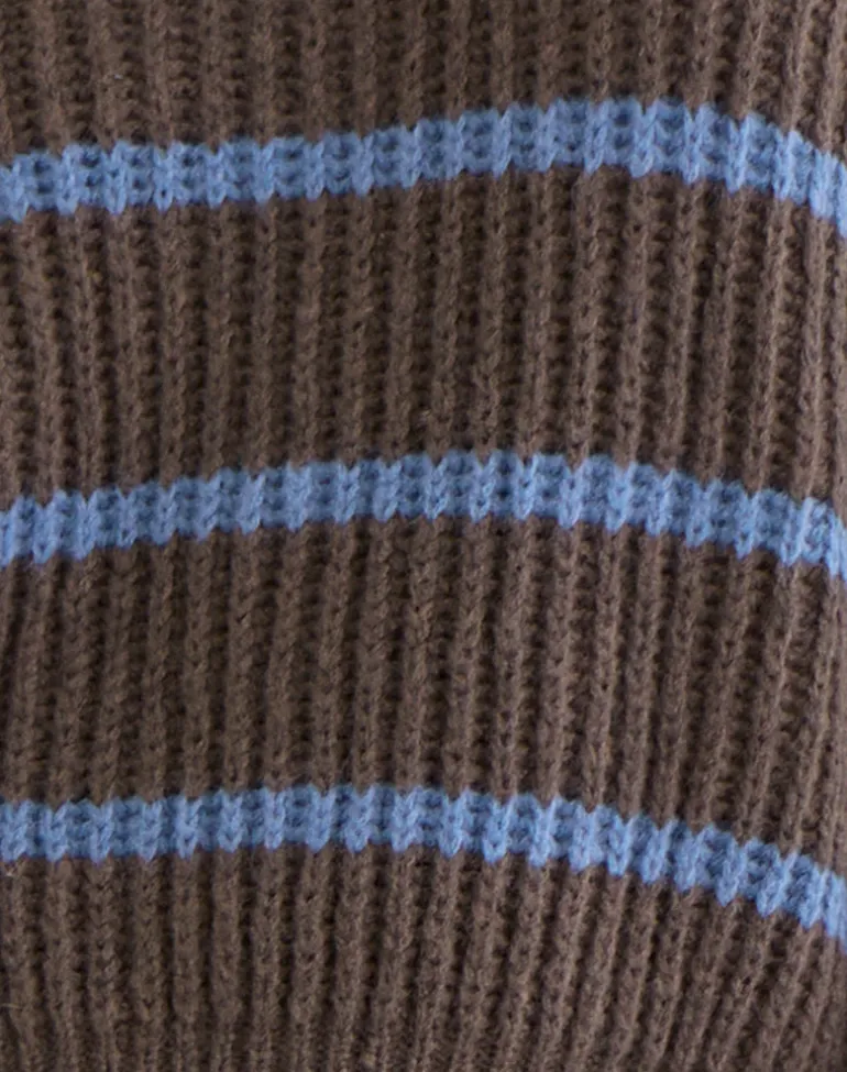 Namirta Jumper in Brown with Blue Stripe