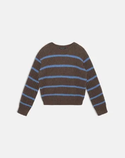 Namirta Jumper in Brown with Blue Stripe