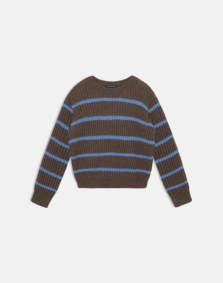 Namirta Jumper in Brown with Blue Stripe