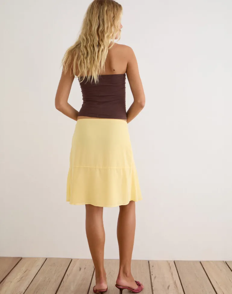 Namora Midi Skirt in Chiffon Pastel Yellow
