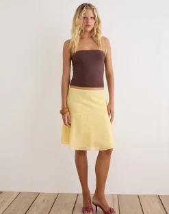 Namora Midi Skirt in Chiffon Pastel Yellow
