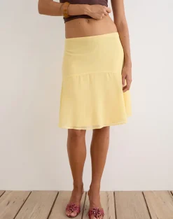 Namora Midi Skirt in Chiffon Pastel Yellow
