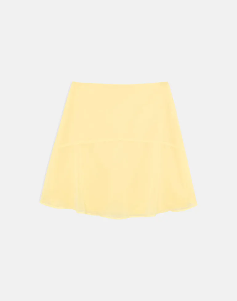 Namora Midi Skirt in Chiffon Pastel Yellow