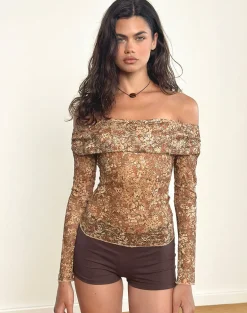 Nanila Top in Cluster Floral Brown