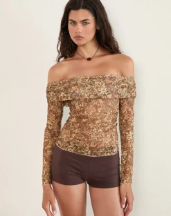 Nanila Top in Cluster Floral Brown