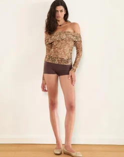 Nanila Top in Cluster Floral Brown